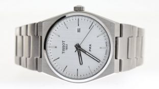 TISSOT PRX REFERENCE T137410 , silver dial, baton hour markers, cushion stainless steel case,