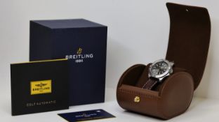 BREITLING COLT CHRONOMETER WITH BOX AND PAPERS REFERENCE A17313, grey dial, baton hour markers,