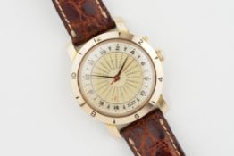 RARE TISSOT WORLDTIMER 24HR ROSE GOLD PLATED WRISTWATCH REF. 4002-1 CIRCA 1950S, circular two tone