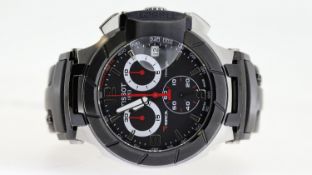 TISSOT T-RACE CHRONOGRAPH REFERENCE T048417, black dial, white ringed sub dials, stainless steel46mm