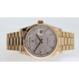 18CT ROLEX ROSE GOLD DAY DATE DIAMOND DIAL REFERENCE 11823
