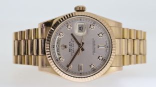 18CT ROLEX ROSE GOLD DAY DATE DIAMOND DIAL REFERENCE 11823