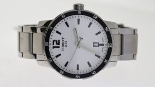 TISSOT QUARTZ WATCH REFERENCE T095410, circular silver dial with baton hour markers, date aperture