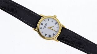 LADIES RAYMOND WEIL 5369, white dial Roman numerals, gold plated case 23mm, black leather strap