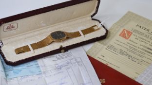 18CT PATEK PHILIPPE ELLIPSE AUTOMATIC REFERENCE 3938 BOX AND PAPERS 1983