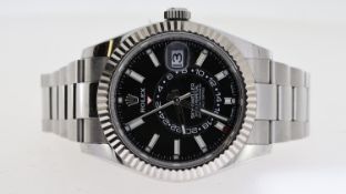 ROLEX SKY-DWELLER REFERENCE 326934 IN STAINLESS STEEL WITH BOX AND PAPERS DATED 2020, black dial,