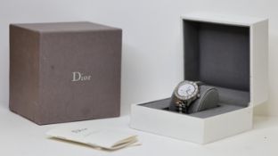 DIOR CHRISTAL REF CD413112, white dial, stone set bezel and bracelet, stainless steel, quartz,