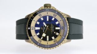 BREITLING SUPEROCEAN BRONZE REFERENCE N17375 WITH BOX, circular green gradient dial with baton