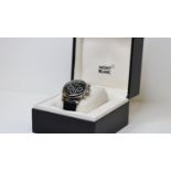 MONTBLANC TIMEWALKER CHRONOGRAPH REFERENCE 7069 W/ BOX, circular black dial with applied hour