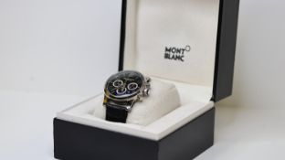 MONTBLANC TIMEWALKER CHRONOGRAPH REFERENCE 7069 W/ BOX, circular black dial with applied hour