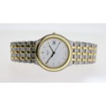 CHOPARD MONTE CARLO STEEL AND GOLD REFERENCE 9906, circular white dial with baton hour markers,