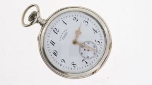 LANGE & SOHNE GLASHUTTE B/DRESDEN STERLING SILVER POCKET WATCH, approx 50mm white dial with Arabic