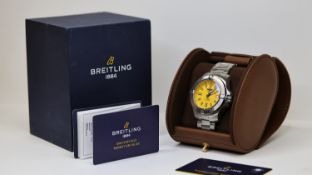 BREITLING AVENGER 45 SEAWOLF YELLOW REFERENCE A17319 BOX AND PAPERS 2021, circular yellow dial