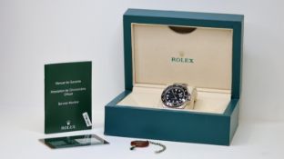 ROLEX GMT MASTER II 116710LN BOX AND PAPERS 2008, circular black dial with applied hour markers,