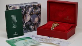 18CT LADIES ROLEX DATEJUST 26 REFERENCE 6717/8 BOX AND SERVICE CARD CIRCA 1977