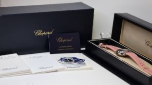 CHOPARD HAPPY SPORT BOX AND PAPERS 2014 REERENCE 288950-3001, circular pink dial with dot hour