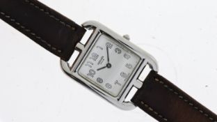 HERMES CAPE CODE QUARTZ WATCH REFERENCE CC1.210, square white dial with arabic numeral hour markers,