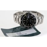 ROLEX OYSTER PERPETUAL SUBMARINER REFERENCE 16800 CIRCA 186 WITH SERVICE CARD, black dial with