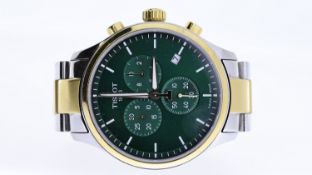 TISSOT CHRONOGRAPH REFERENCE T116617, Green dial, three subsidairy dials, stainless steel and gold