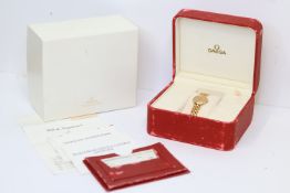 LADIES 18CT OMEGA DE VILLE REFERENCE 71601400 BOX AND PAPERS 1998