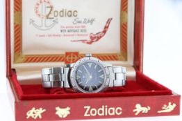 VINTAGE ZODIAC SEA WOLF AUTOMATIC WITH BOX AND SWING TAG
