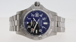 BREITLING AVENGER SEAWOLF AUTOMATIC REF A17330, approx 44mm black dial with Arabic hour markers,