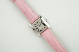 CARTIER TANK FRANCAISE LARGE SIZE 18CT WHITE GOLD REF. 2366, square dial with hour markers and