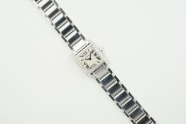 CARTIER TANK FRANCAISE 18CT WHITE GOLD FACTORY SET DIAMOND REF. 2403 W/ SERVICE PAPERS, square