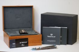 TAG HEUER MONACO GULF TWENTY FOUR REF CAL5110 WITH BOX AND PAPERS, black case with striped 'Gulf"