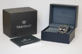 2022 TAG HEUER MONACO REFERENCE CBL2111-0, WITH BOX AND PAPERS, blue square dial, 39mm stainless