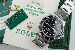 ROLEX OYSTER PERPETUAL SUBAMRINER DATE REF. 16610 W/ GUARANTEE, circular black dial with hour