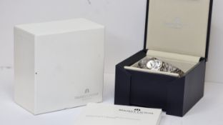 MAURICE LACROIX INTUITION REF 59858 W/BOX, approx 23mm silver dial, stainless steel bezel and