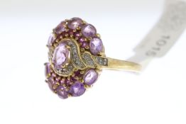 9ct Pink Stone Cluster Ring
