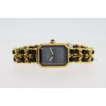 CHANEL PREMIERE REFERENCE 95794, BLACK DIAL WITH FACETED GLASS, GOLD PLATED 20MM CASE, GOLD PLATED