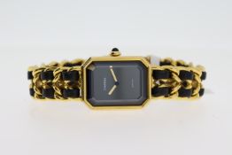 CHANEL PREMIERE REFERENCE 95794, BLACK DIAL WITH FACETED GLASS, GOLD PLATED 20MM CASE, GOLD PLATED