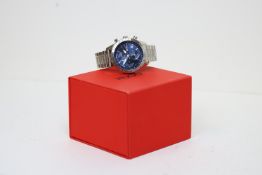 HUGO BOSS CHRONOGRAPHWITH BOX AND BOOKLETS, blue dial, stainless steel running