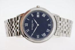 RAYMOND WEIL QUARTZ REFERENCE 5466, approx 38mm stainless steel case, circluar black dial with a