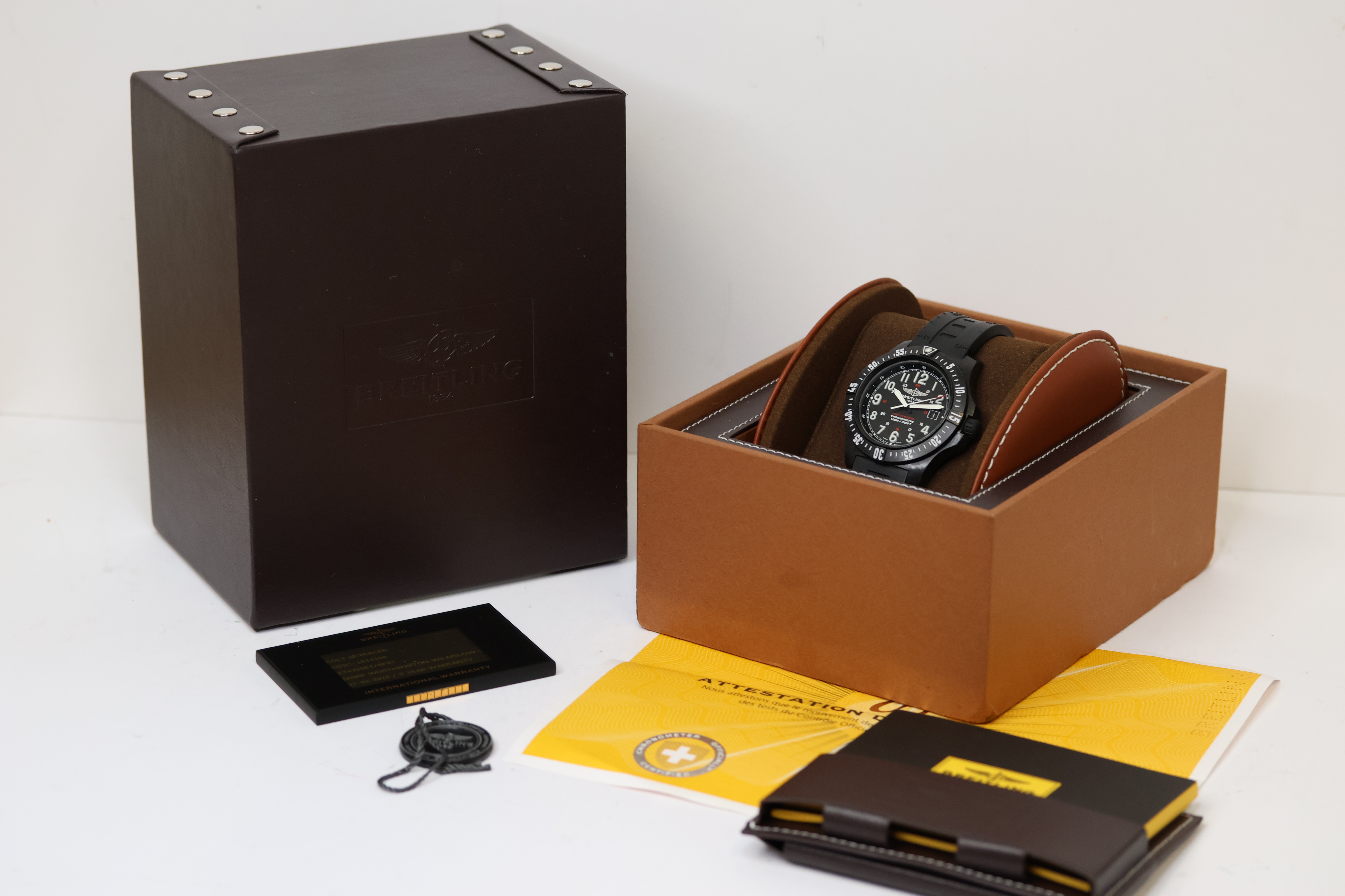 BREITLING COLT SKYRACER REFERENCE X74320 WITH BOX AND PAPERS 2018, 45mm black carbon case, a black