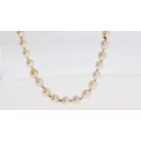 9ct Gold Clasp On Cultured Pearl Single Beaded Strand Necklace (60.5g)