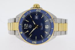 TAG HEUER FORMULA 1 STEEL AND GOLD REFERENCE WAZ1120, circular sunburst blue dial with applied