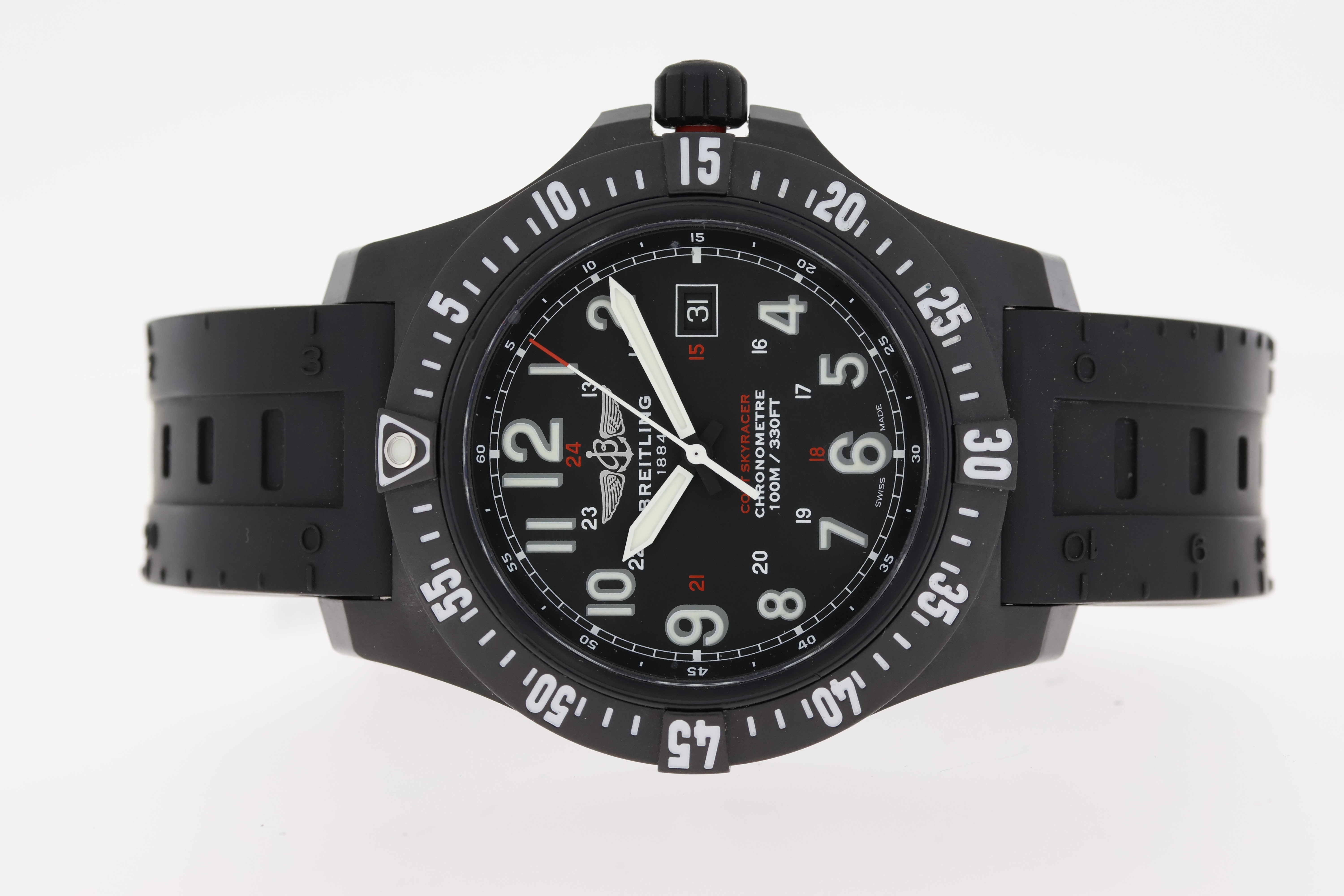 BREITLING COLT SKYRACER REFERENCE X74320 WITH BOX AND PAPERS 2018, 45mm black carbon case, a black - Image 2 of 6