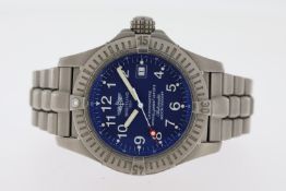 BREITLING SEAWOLF AVENGER TITANIUM REFERENCE E17370, circular blue dial with applied hour markers,