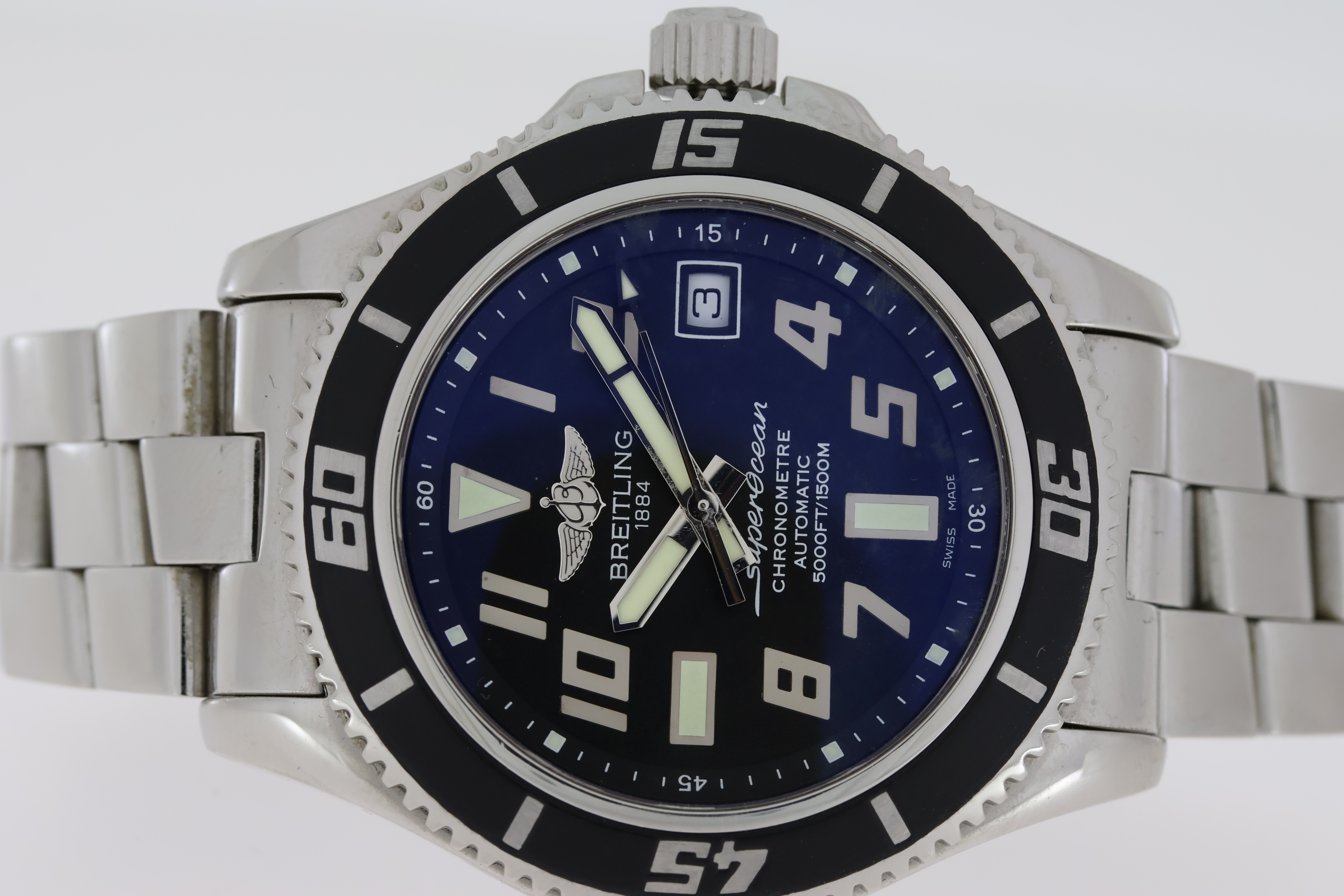 BREITLING SUPEROCEAN AUTOMATIC REFERENCE A17364 WITH BOX, circular black dial with arabic numeral - Image 3 of 5