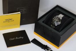 BREITLING SUPEROCEAN AUTOMATIC REFERENCE A17364 WITH BOX, circular black dial with arabic numeral