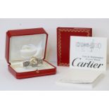 MUST DE CARTIER 21 REFERENCE 1340 WITH BOX, circular silver dial with a gold arabic numeral