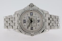 LADIES BREITLING GALACTIC COCKPIT REFERNECE A71356, circular silver dial with diamond dot hour