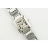 CARTIER TANK FRANCAISE DATE REF. 2302, square guilloche dial with hour markers and hands, 28mm