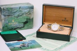 ROLEX DATEJUST TURN-O-GRAPH REFERENCE 16263 BOX AND PAPERS 1997, circular whire dial with baton hour