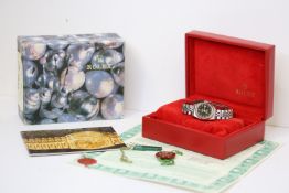 LADIES ROLEX 69190 OYSTER PERPETUAL DATE BOX AND PAPERS CIRCA 1993, black dial, baton hour