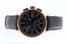 GUCCI CHRONOGRAPH QUARTZ WATCH REFERENCE 101.2, approx 44mm stainless steel case. A black dial